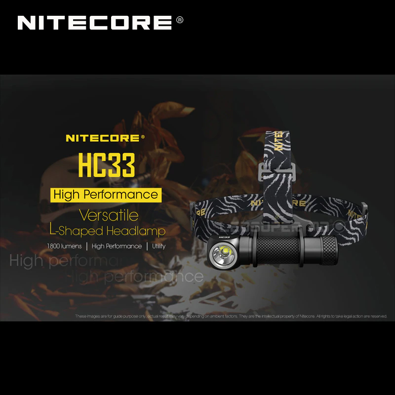 High Performance L shaped Nitecore HC33 CREE XHP35 HD LED 1800 Lumens Headlamp for Daily Use